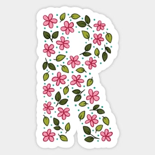 Floral Monogram Letter R Sticker